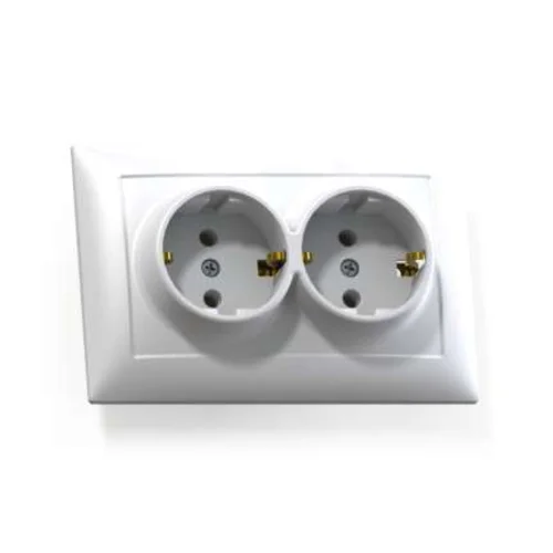 Розетка 2-м СП Селена РС16-372 16А IP20 с заземл. бел. Кунцево 8116